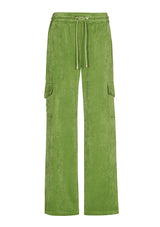 GREEN STRAIGHT-FITTING CORDUROY TROUSERS