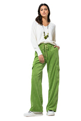 GREEN STRAIGHT-FITTING CORDUROY TROUSERS