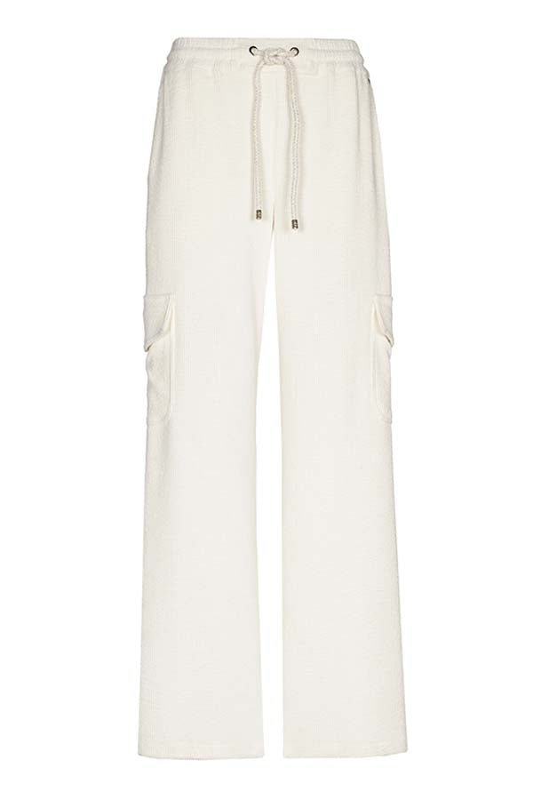 WHITE STRAIGHT-FITTING CORDUROY TROUSERS