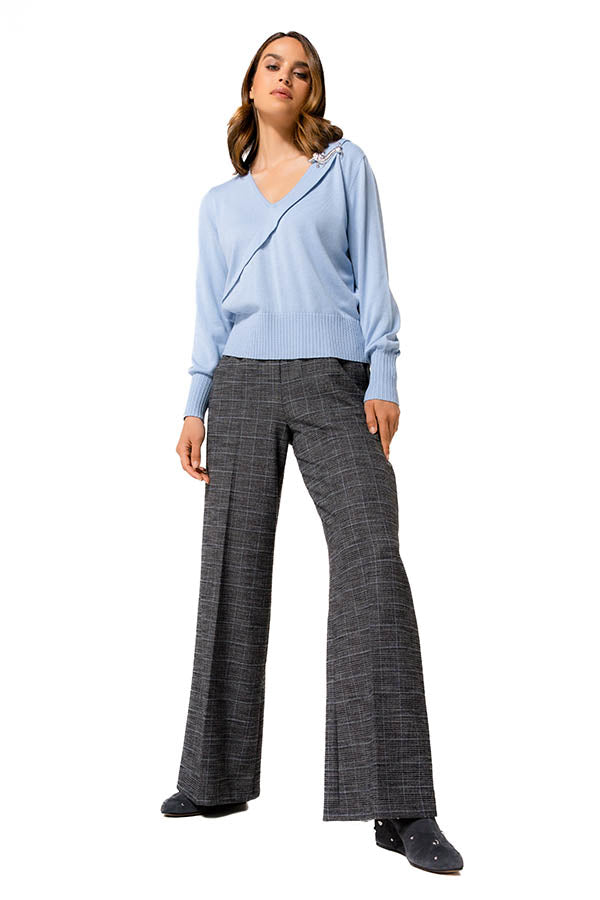 PRINCE OF WALES CHECK LOOSE-FITTING TROUSERS