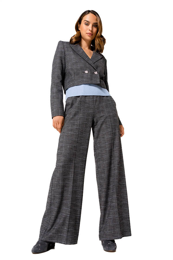 PRINCE OF WALES CHECK LOOSE-FITTING TROUSERS