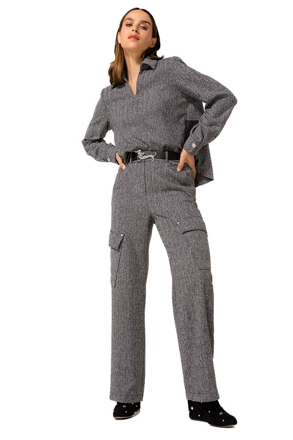 SOFT TWEED CARGO TROUSERS