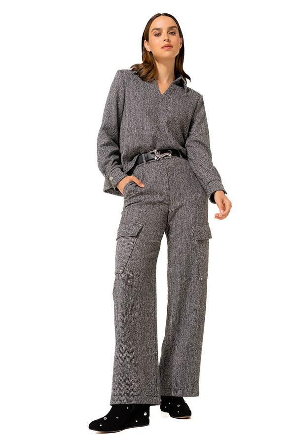 SOFT TWEED CARGO TROUSERS