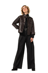 BLACK DOUBLE BELT ELEGANT TROUSERS