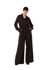 EGGPLANT DOUBLE BELT ELEGANT TROUSERS