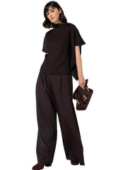 EGGPLANT DOUBLE BELT ELEGANT TROUSERS