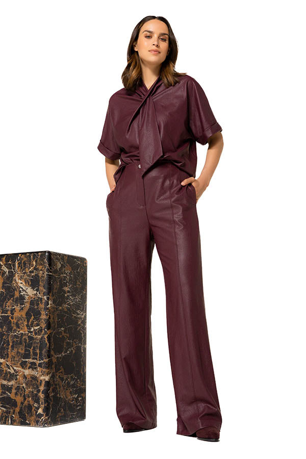 WINE COMFORTABLE STRAIGHT TROUSERS