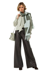 COFFEE VEGAN LEATHER PALAZZO TROUSERS