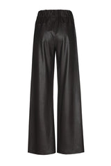 COFFEE VEGAN LEATHER PALAZZO TROUSERS