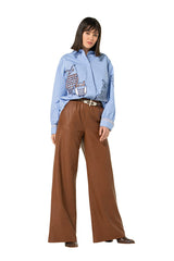 CARAMELLO VEGAN LEATHER PALAZZO TROUSERS