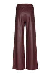 WINE RED VEGAN LEATHER PALAZZO TROUSERS