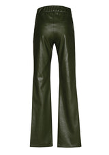 GREEN STRAIGHT-FITTING ECO-LEATHER TROUSERS