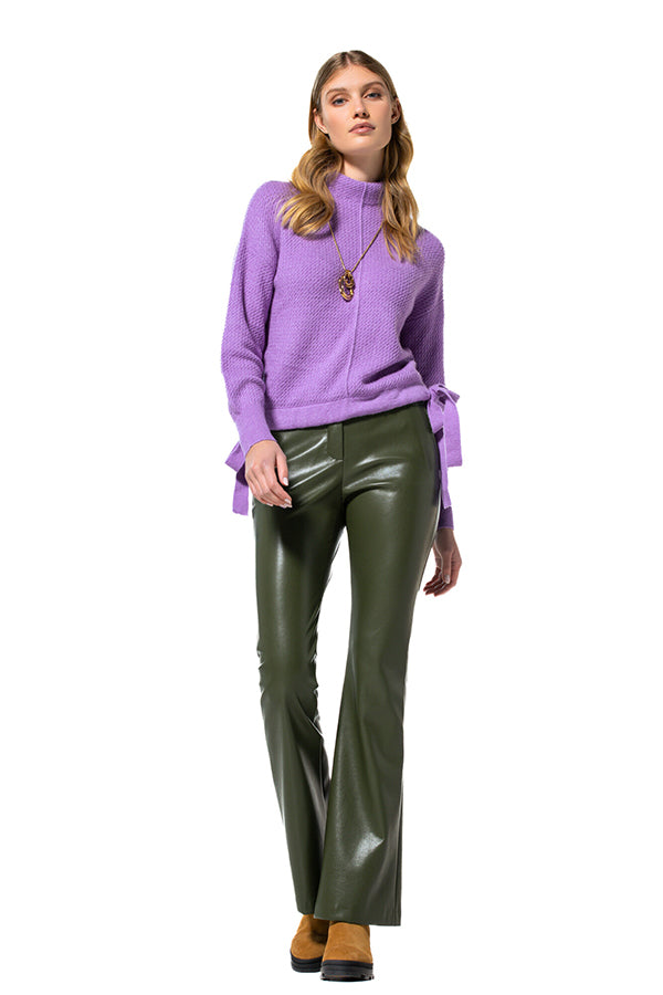 GREEN STRAIGHT-FITTING ECO-LEATHER TROUSERS