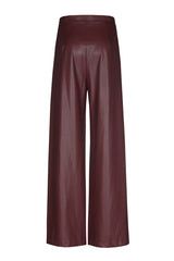 WINE RED VEGAN LEATHER CITY CHIC TROUSERS