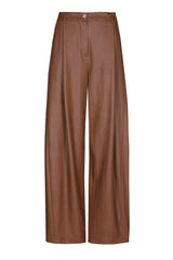 VEGAN LEATHER BARREL TROUSERS