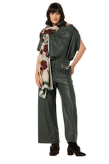 GREEN VEGAN LEATHER 7/8 TROUSERS