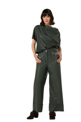 GREEN VEGAN LEATHER 7/8 TROUSERS