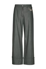 GREEN VEGAN LEATHER 7/8 TROUSERS