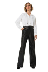 BLACK VEGAN LEATHER TROUSERS