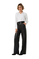 BLACK VEGAN LEATHER TROUSERS