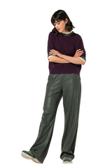 GREEN VEGAN LEATHER TROUSERS