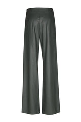 GREEN VEGAN LEATHER TROUSERS