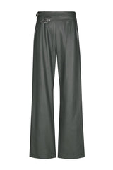 GREEN VEGAN LEATHER TROUSERS