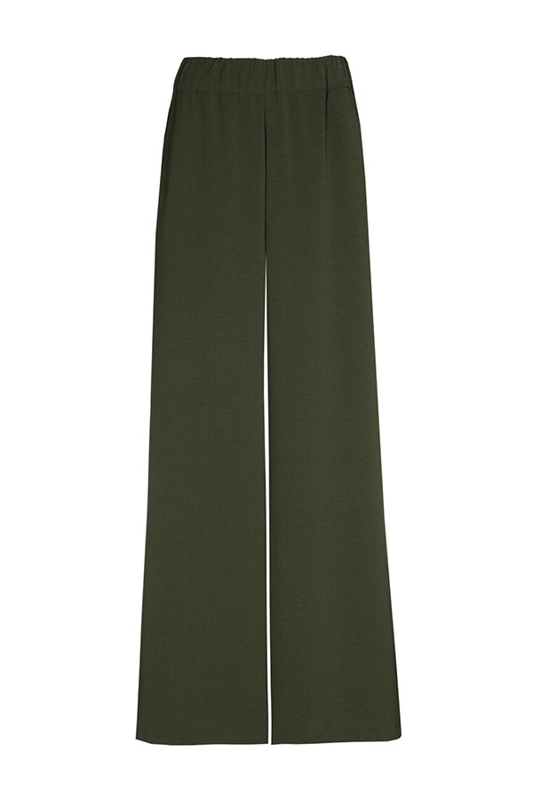 FERN GREEN LOOSE-FITTING WIDE TROUSERS