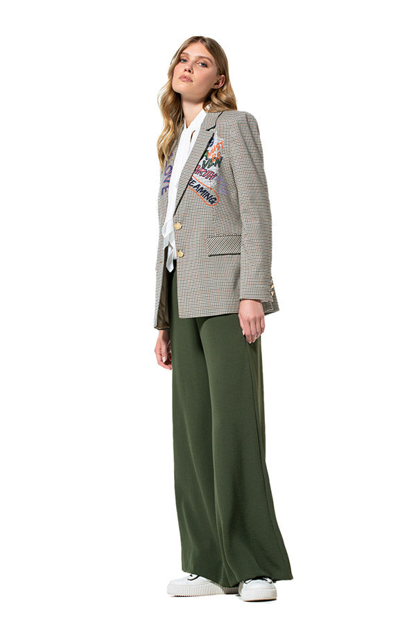 FERN GREEN LOOSE-FITTING WIDE TROUSERS