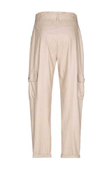 GREIGE FAUX LEATHER BAGGY TROUSERS