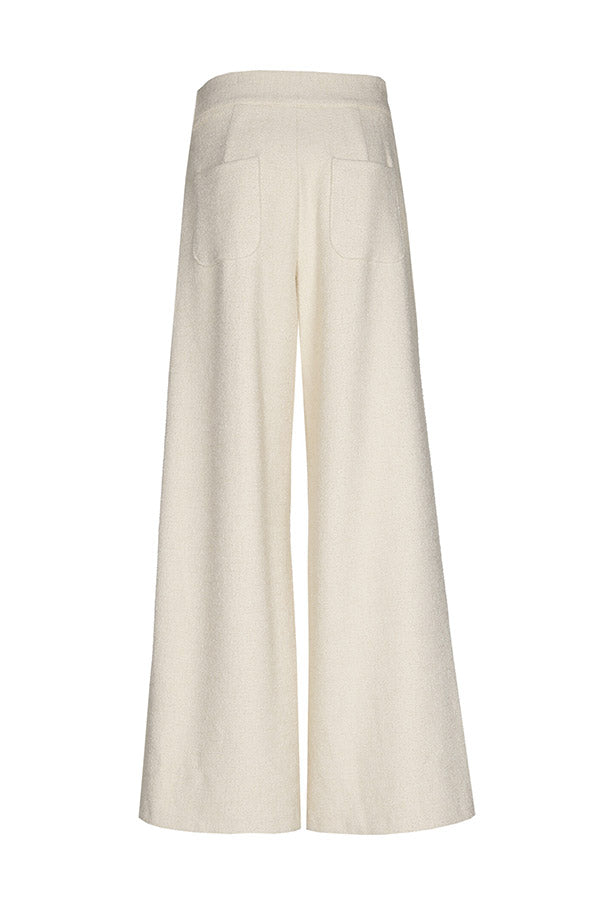 CREAM LOOSE-FITTING BOUCLETTE TROUSERS