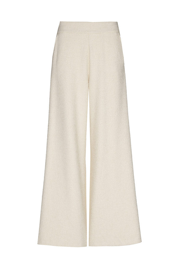 CREAM LOOSE-FITTING BOUCLETTE TROUSERS