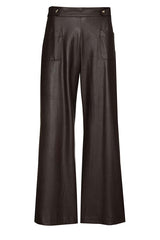 BROWN 7/8-LENGTH ECO-LEATHER TROUSERS