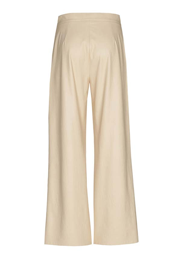 IVORY 7/8-LENGTH ECO-LEATHER TROUSERS