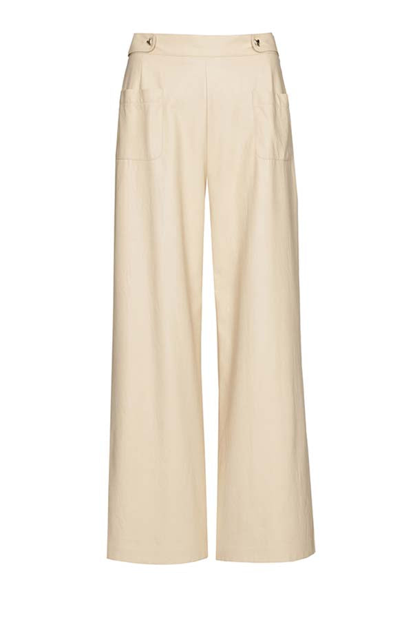 IVORY 7/8-LENGTH ECO-LEATHER TROUSERS