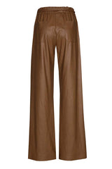 BROWN LOOSE-FITTING STRAIGHT ECO-LEATHER TROUSERS