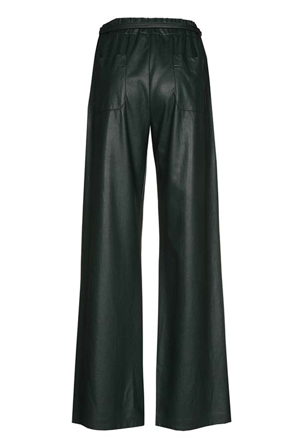 GREEN LOOSE-FITTING STRAIGHT ECO-LEATHER TROUSERS