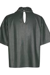 GREEN VEGAN LEATHER STRAIGHT TOP