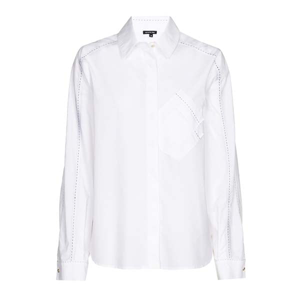 WHITE STITCHING COTTON SHIRT