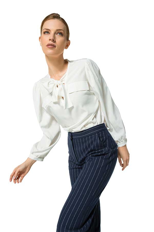 BOW EFFECT POPLIN BLOUSE