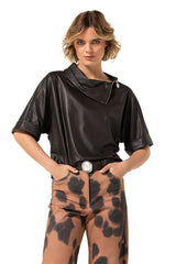 VEGAN LEATHER STRAIGHT TOP