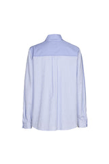 BREAST PATCH STRIPED COTTON BLOUSE