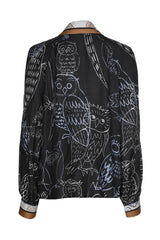 OWL PRINT SHINY BLOUSE
