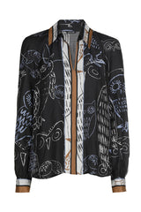 OWL PRINT SHINY BLOUSE