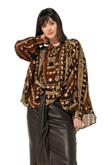 GRAPHIC FLORAL PRINT LOOSE-FITTING TUNIC