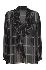 JABOT DETAIL SLIGHTLY SHEER BLOUSE