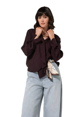 JABOT DETAIL SHINY BLOUSE