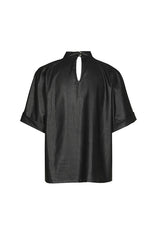 BLACK VEGAN LEATHER TOP
