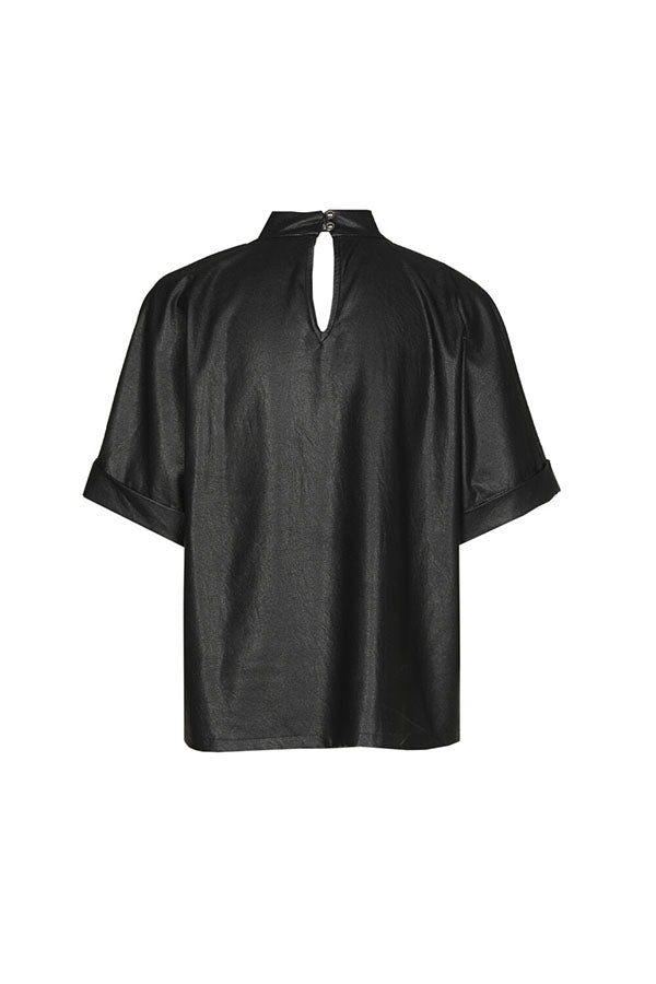 BLACK VEGAN LEATHER COMFORTABLE TOP