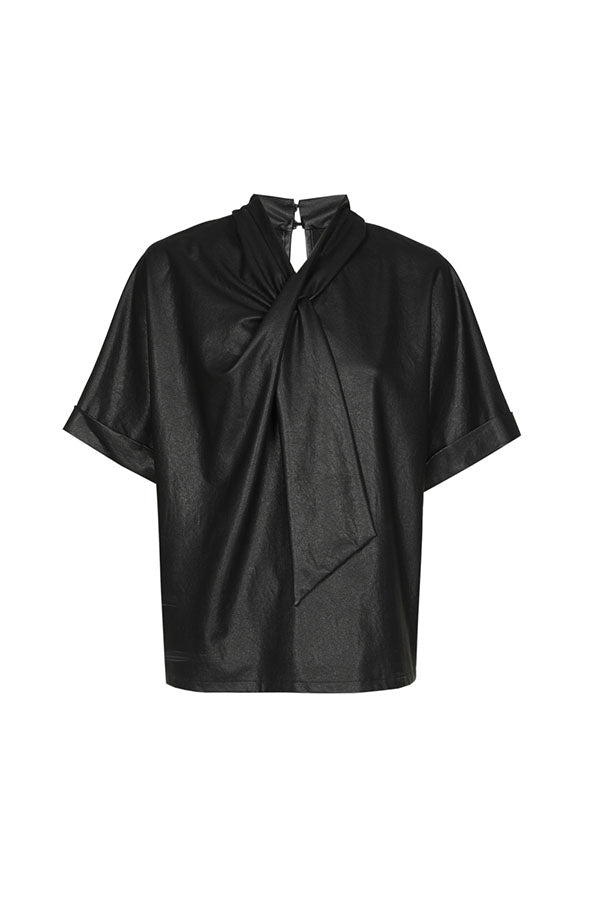 BLACK VEGAN LEATHER TOP